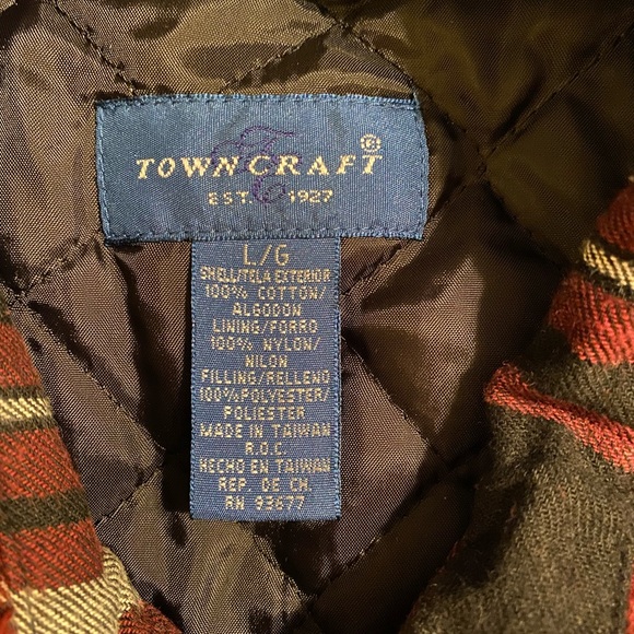 TOWNCRAFT Men’s Large Quilted Lined Flannel Shirt Jacket Shacket Plaid Chore - Picture 10 of 11